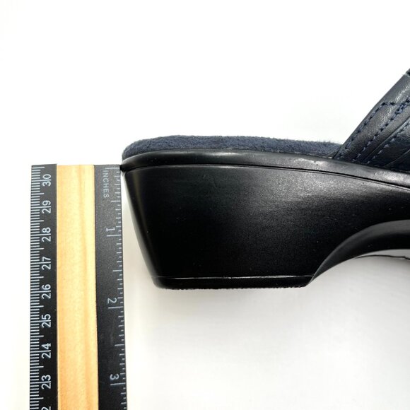 Clarks Womens Size 8.5M Dark Blue Leather Slip On Mules Clogs Shoes - Picture 15 of 15